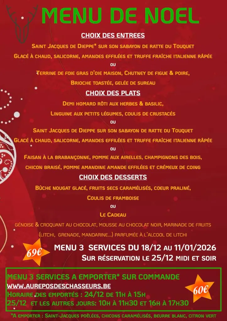 Menu de Fête à emporer (3 services)